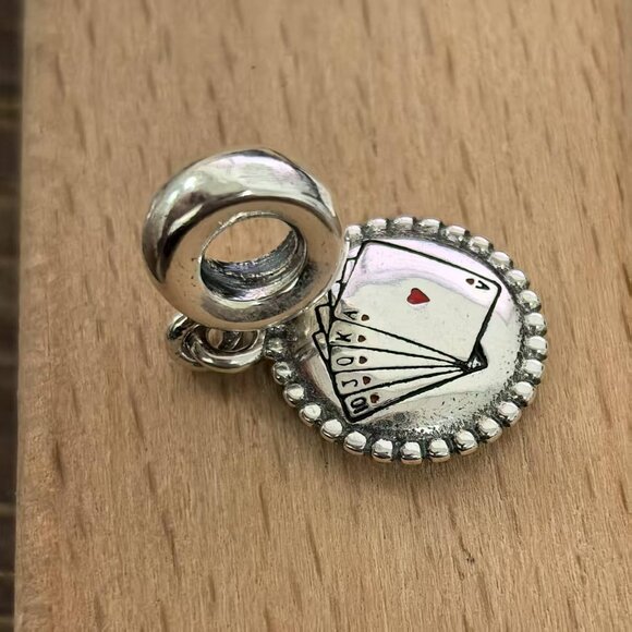Pandora Playing Cards Poker Casino Vegas Charm, S925 Silver Bracelets - Picture 3 of 4